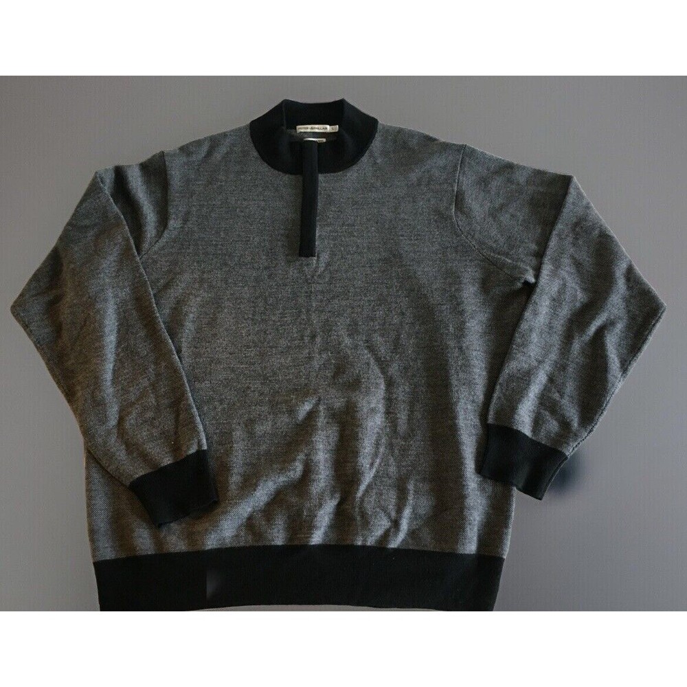 Peter Millar 100% Italian Merino Wool 1/4 Zip Sweater Black / Gray Men’s Sz XL